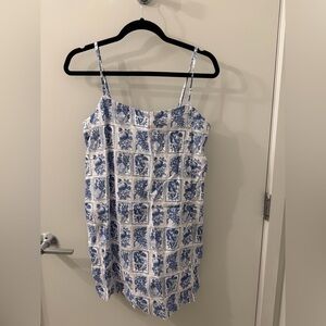 Abercrombie & Fitch Blue and White linen blend button skort